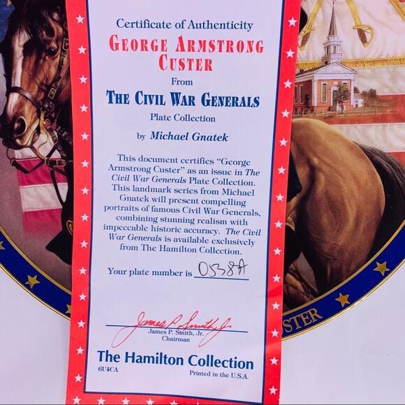The Civil War Generals George A Custer plate 8” - Picture 6 of 8